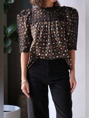 Ulla Johnson Yvonne blouse in the Lune floral print size 6
